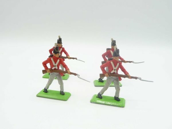 Britains Deetail Waterloo; 4 Englishmen going ahead with rifle, with backpacks