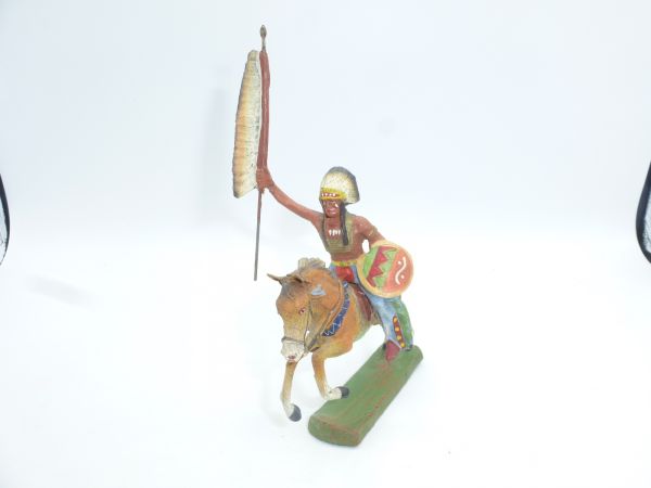 Elastolin compound Indian chief riding, spear high