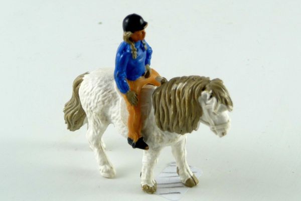 Britains Girl mounted on shetland pony No. 2081 - blue