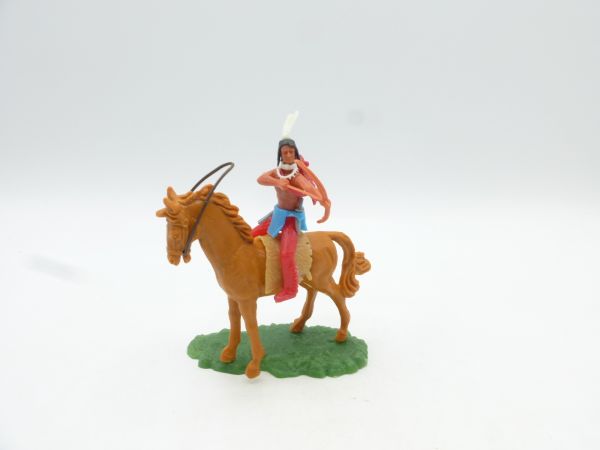 Elastolin 5,4 cm Indianer reitend, Bogen schießend - sehr seltenes Pferd