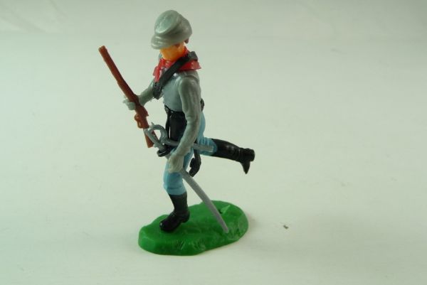 Elastolin Confederate Army soldier running with rifle and sabre