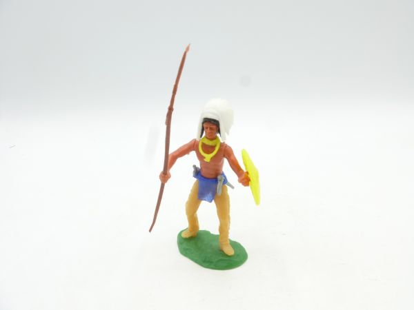 Elastolin 5,4 cm Indian standing with spear + shield (2 additional weapons)