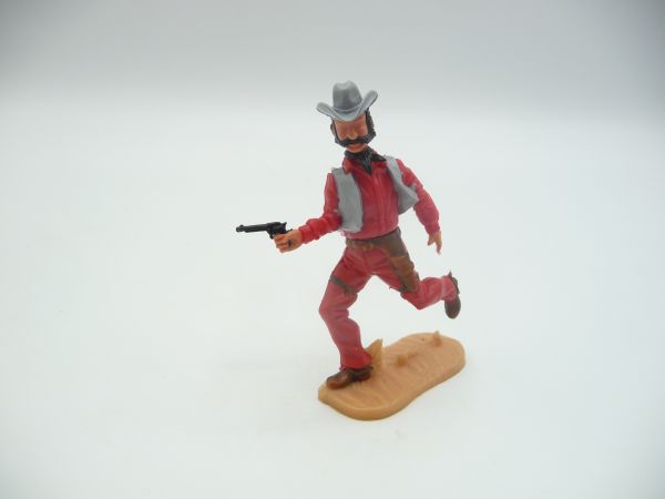 Timpo Toys Cowboy 4. Version laufend, schwarze Pistole ziehend - schöne Farbkombi