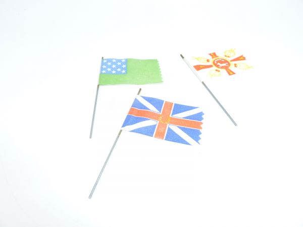 3 different fabric flags for 7 cm Elastolin figures