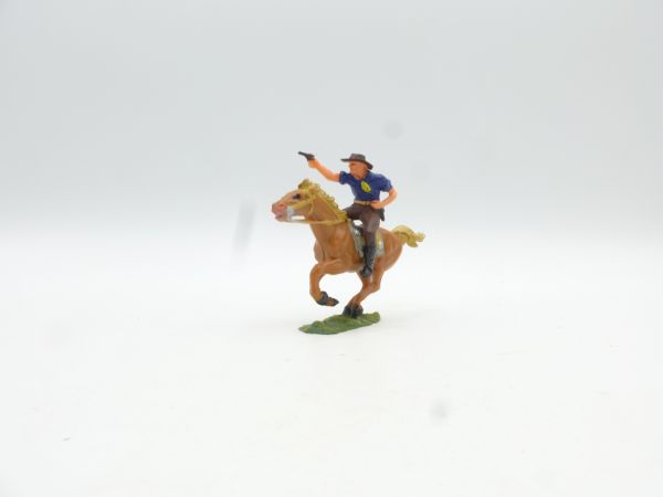 Elastolin 4 cm Cowboy zu Pferd mit Pistole, Nr. 6992