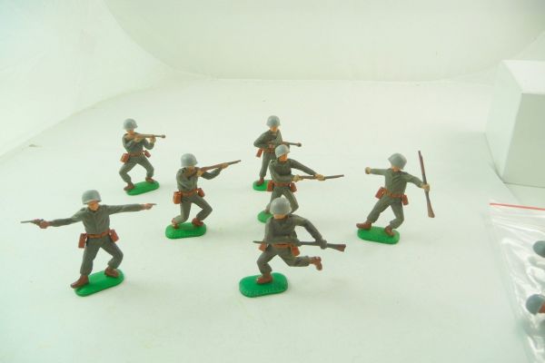 Timpo Toys 7 Amerikanische Soldaten 1. Version in unterschiedlichen Haltungen
