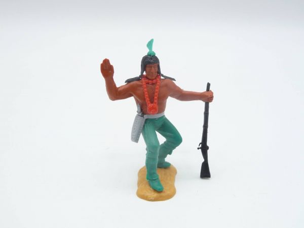 Timpo Toys Indian standing with (black) rifle, greeting
