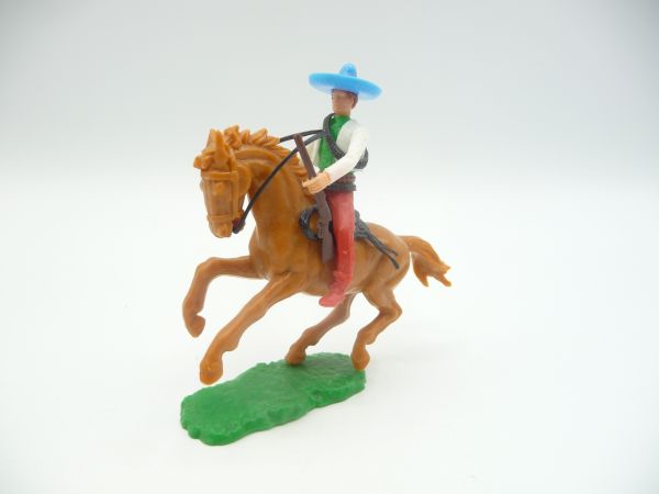 Elastolin 5,4 cm Mexican riding with rifle + pistol