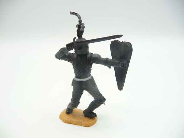 Timpo Toys Schwarzer Ritter mit Schwert vor dem Kopf