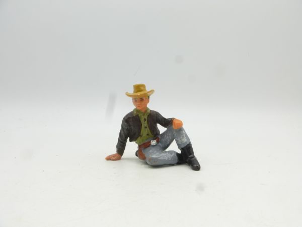 Elastolin 7 cm Cowboy sitting with hat, No. 6962