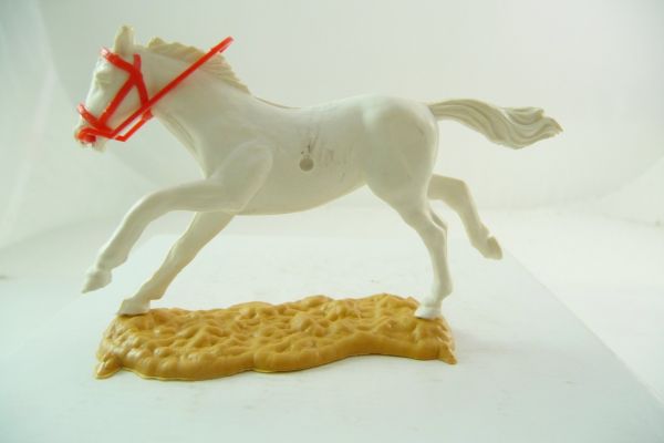 Timpo Toys Pferd, langlaufend, weiß, rote Zügel / Zaumzeug