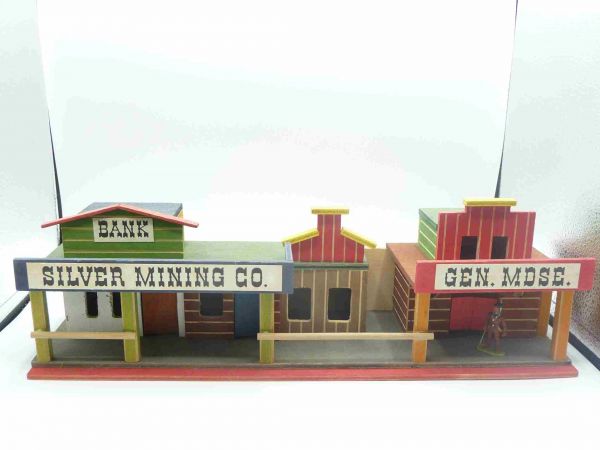 Elastolin Seltene Häuserzeile (Silver Mining, Bank, Gen. MDSE) für 4 cm Figuren