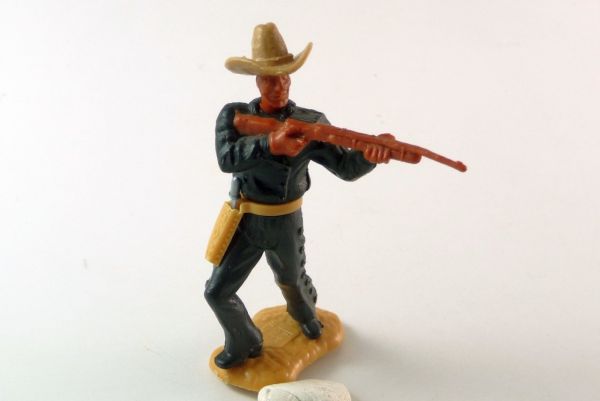 Timpo Toys Cowboy stehend, schwarz, mit normalem Mexikaner Kopf
