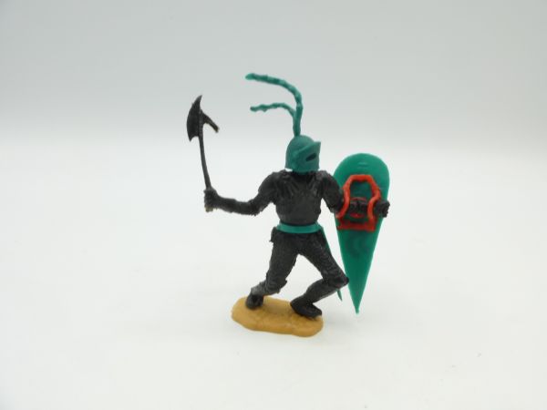 Timpo Toys Black knight standing, green head + shield