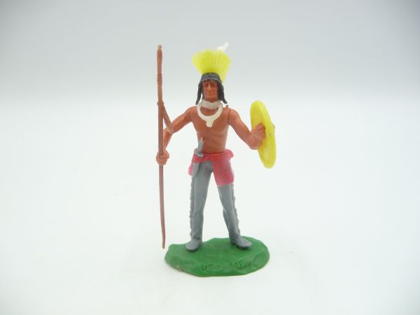 Elastolin 5,4 cm Iroquois standing with spear, shield + knife