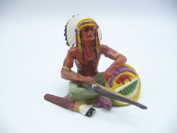 Elastolin 7 cm Chief sitting with bow, No. 6839, painting 2b