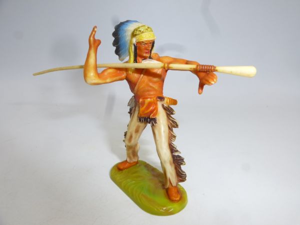 Elastolin 7 cm Indianer richtig Speer werfend, Nr. 6869, Bem. 1 - tolle Figur