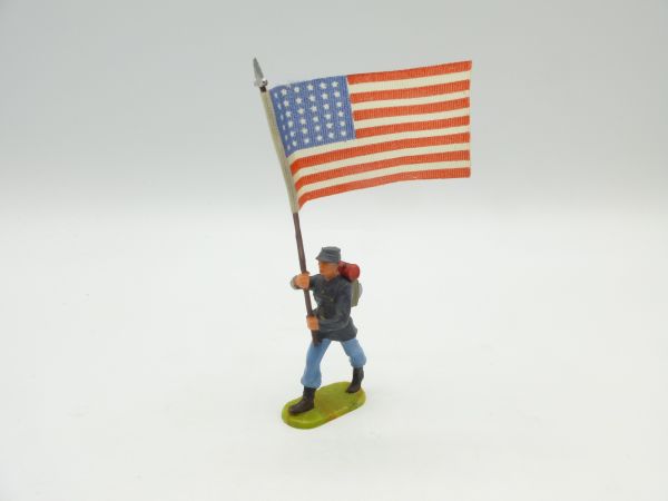 Elastolin 4 cm Union Army soldier / flag bearer marching, No., 9174 - nice figure