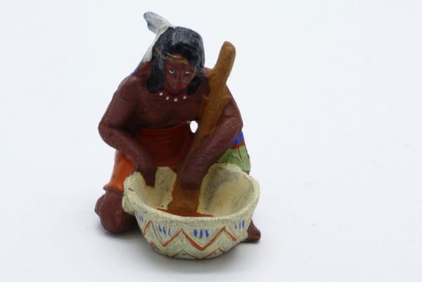 Elastolin Indianerin mit Schüssel, Vorkrieg - sehr guter Zustand