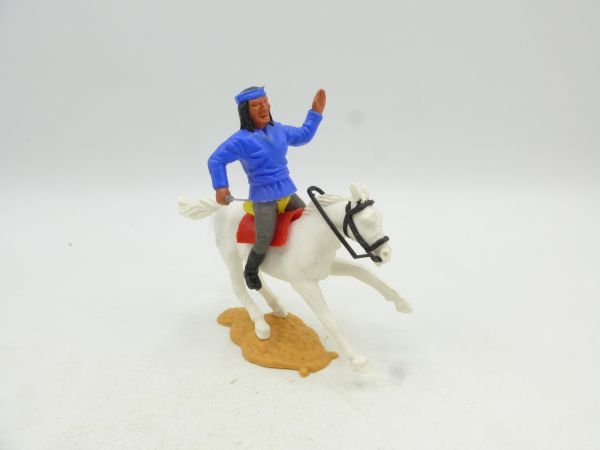 Timpo Toys Apache reitend, dunkelblau mit Apachenhose (Replika)