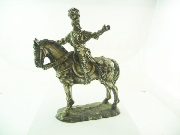 Elastolin 7 cm Silver blank figure George of Frundsberg on standing horse