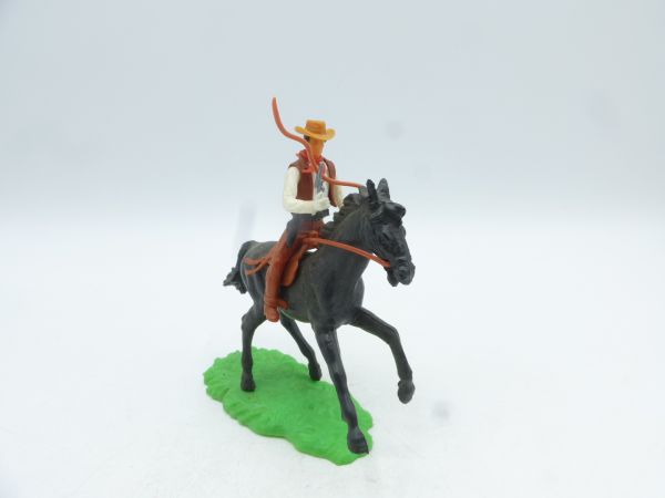 Elastolin 5,4 cm Cowboy reitend mit Peitsche + Pistole