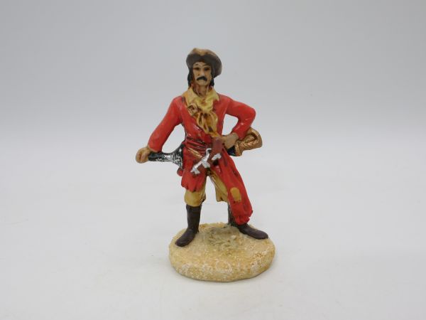 Piratenkapitän, rot (Gesamthöhe inkl. Sockel 7 cm)