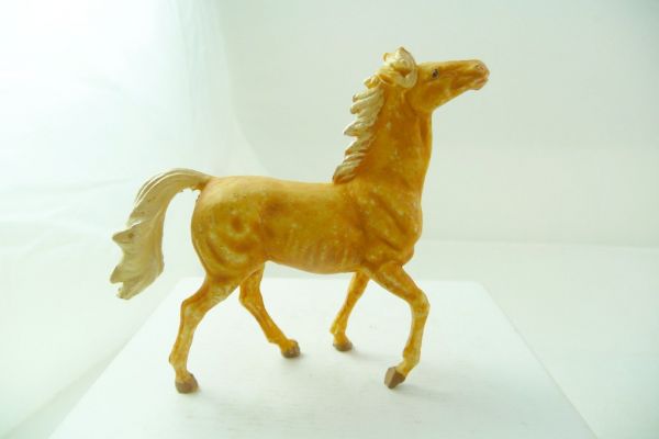 Elastolin soft plastic Horse trotting, head up, light-brown - brand new