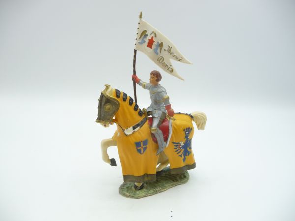 Starlux Ritter zu Pferd mit Fahne - tolle Figur, s. Fotos