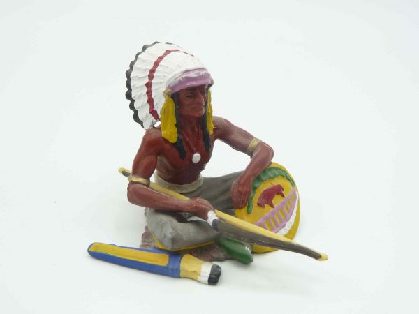 Preiser 7 cm Chief sitting with bow, No. 6839, quiver blue/yellow
