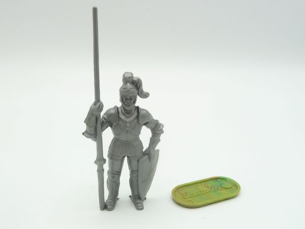 Elastolin 7 cm (Rohling) Ritter stehend mit Lanze, silber