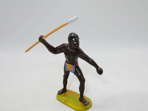 Elastolin 7 cm African standing with spear, No. 8200, painting 3a - as new