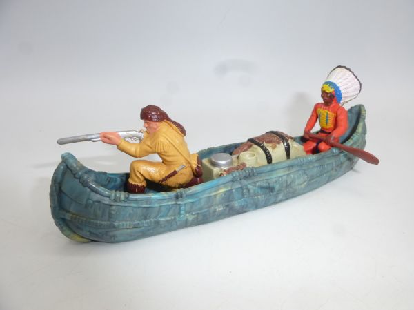 Britains Swoppets Canoe with Indian, trapper + luggage