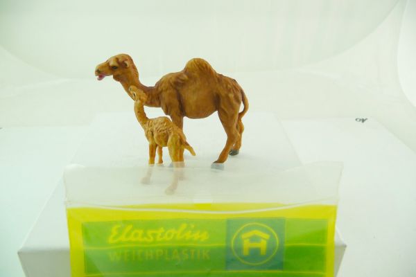 Elastolin soft plastic Dromedary with young - orig. packing / bag