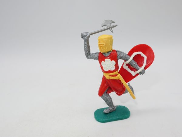 Timpo Toys Medieval knight red/yellow, white rose, running - shield loops ok