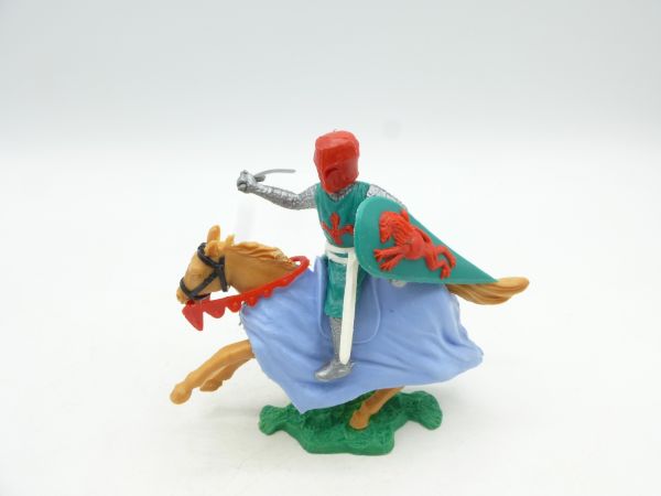 Timpo Toys Medieval knight riding, green, red head