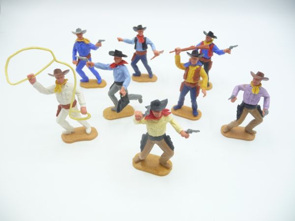 Timpo Toys Schöner Satz Cowboys 2. Version (8 Figuren), mit festen Holstern