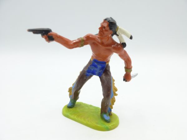 Elastolin 7 cm Indian with pistol, No. 6912, version 2 - great painting