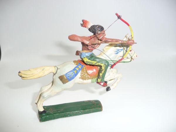Elastolin Masse Indianer zu Pferd mit Pfeil + Bogen - altersentsprechender Zustand