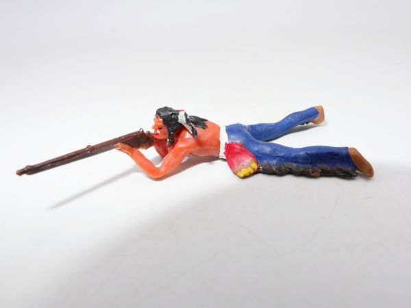 Elastolin 4 cm Indianer liegend schießend (Hose blau) Nr. 6842