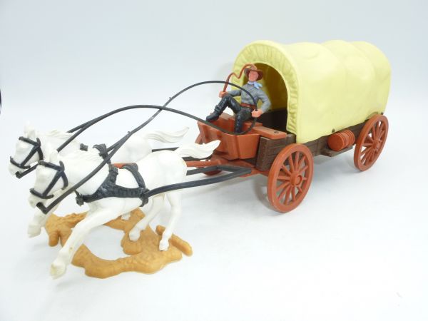 Timpo Toys Planwagen, 2. Version, dunkelbraunes Chassis, helle Räder