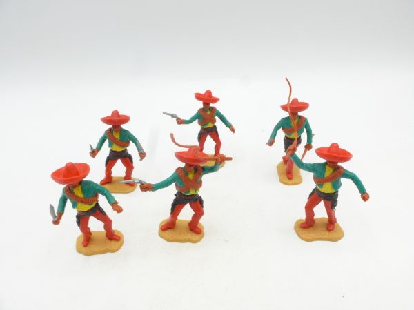 Timpo Toys Group of Mexicans on foot (6 figures), red/green/yellow