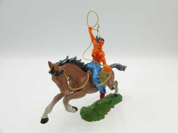 Elastolin 7 cm Indian on horseback with lasso, No. 6846 (made in Austria) - great figure