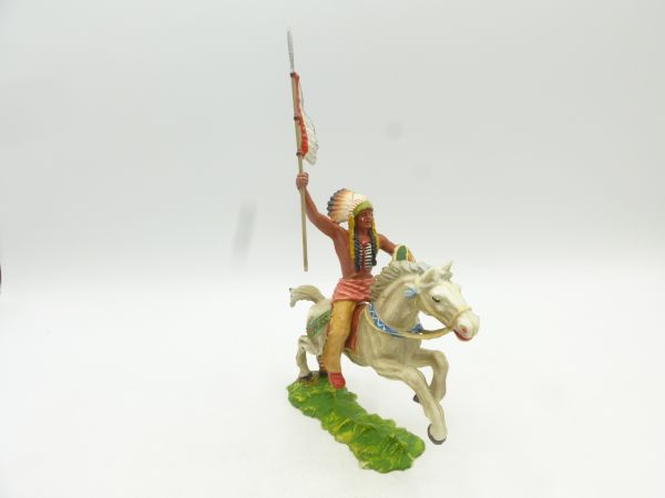 Elastolin 7 cm Chief on horseback with lance, No. 6854, painting 2a
