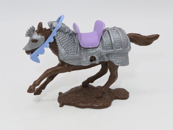 Timpo Toys Armoured horse, dark brown, galloping