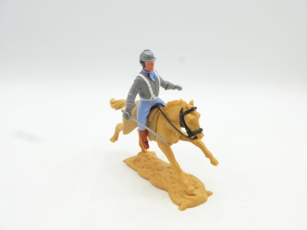 Timpo Toys Confederate Army soldier 3rd version riding, holding sabre below