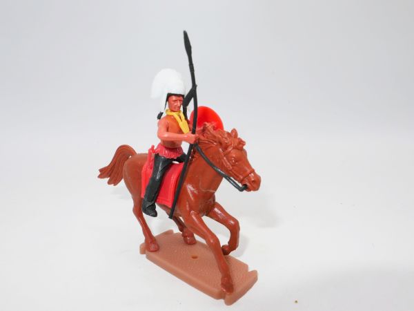 Plasty Indianerhäuptling auf seltenem Pferd mit Speer