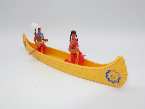 Plasty Indian canoe yellow with 2 Indians