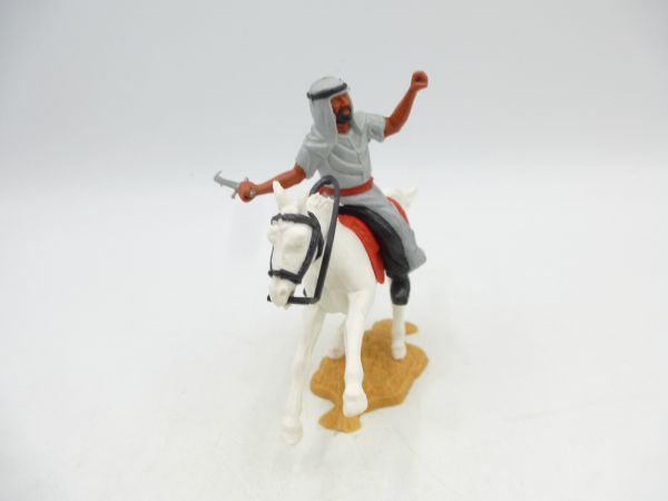 Timpo Toys Araber zu Pferd (grau, schwarze Innenhose) mit Säbel