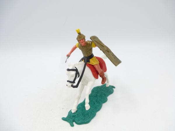 Timpo Toys Roman (yellow) on horse with sword + shield